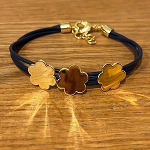 Asha Maya Gold and Blue Flower Bracelet on Navy Cord